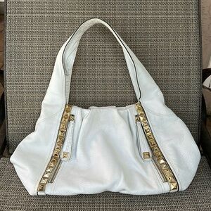 b. Makowsky White Leather Handbag/Satchel